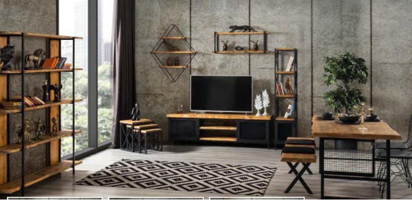 Dining room Suite Dining table Shelf Wardrobe TV cabinet Living room Set 5 pieces.