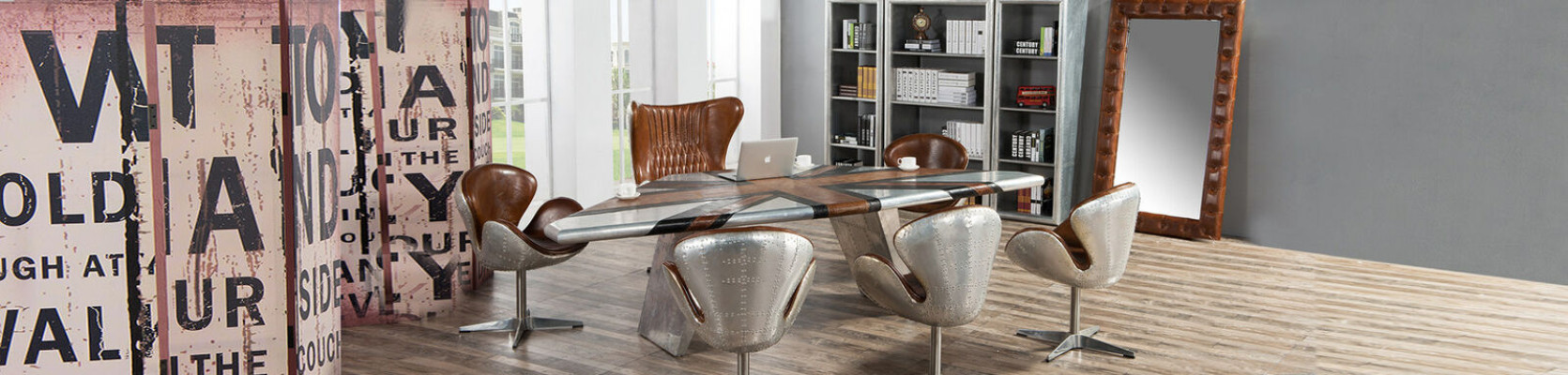 Wing Desk Spitfire Table Aluminum Airplane Luxury Office Furnishings