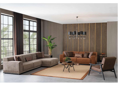 Villa Furniture Living landscape Corner sofa Three-seater sofa L-shape Armchair 3-piece. Set sofa