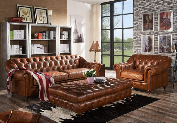 Design Chesterfield Three Seater 3 Seater Leather Couch Upholstery Sofas Sofa Seat new