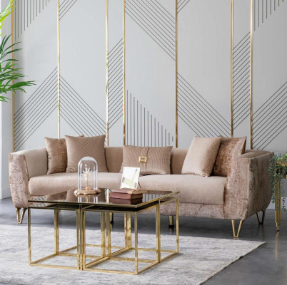 Luxury sofa set 3 pieces. Set Furniture Couch Sofa Suite Complete Sets Fabric