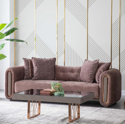 Brown Three Seater Couch Sofa Furniture Upholstery Furnishings Couches Sofas new