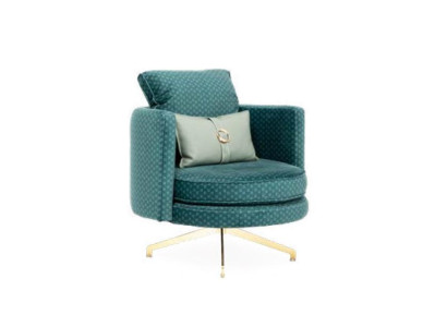 Round Armchair Swivel Green Chair Swivel Chairs Living room Upholstery Set of 1