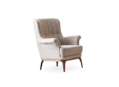 Lightweight Leather Armchair for relaxation on wooden legs in a hotel room new
