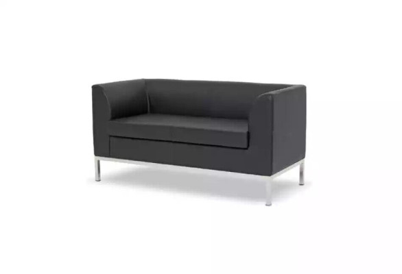 Study room Two-seater Black textile couch Office furniture Sofa