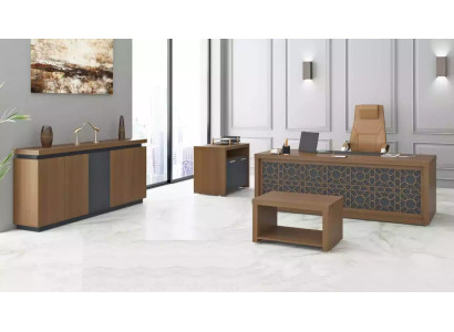 Wooden furniture office set desk coffee table study room furniture 4 pieces