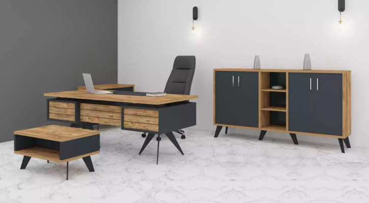 Large Study room Set Office furniture Desk Chest of drawers Table