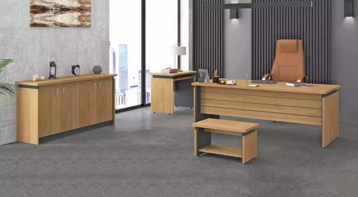 Study room Wood Furnishings Complete's Set Desk Office furniture 4pcs