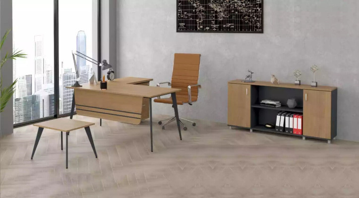 Office Set Suite Corner desk Wardrobe Study room Complete 3-piece.