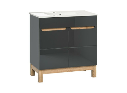 Gray washbasin with base cabinet High-quality washbasin