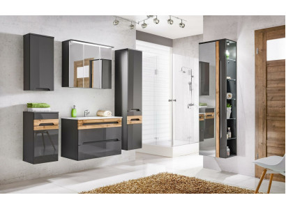 Design Bathroom Furniture Bathroom 5 pcs. Set Suite Wardrobe Washbasin Lighting
