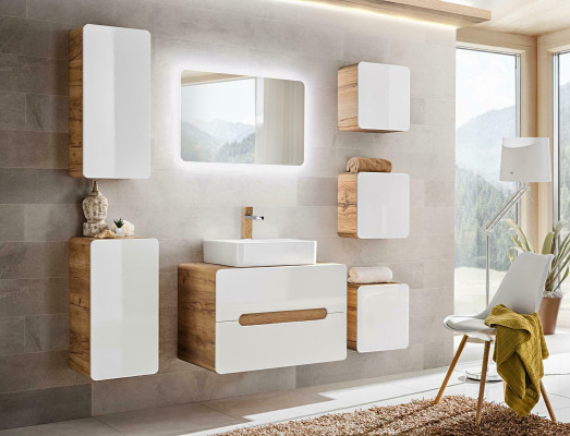Design Bathroom Furniture Bathroom 7 pcs. Set Suite Wardrobe Washbasin
