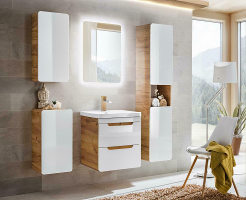 Design bathroom bathroom furniture 5 pieces. Set Suite Wardrobe Washbasin