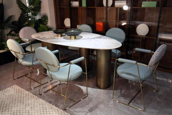 Oval Table Dining room Tables Dining tables 180x85 Marble look