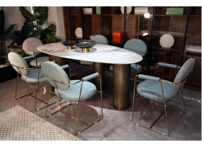 Oval Table Dining room Tables Dining tables 180x85 Marble look