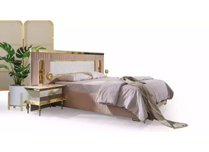 Beige Bedroom Suite Double bed 2x Bedside tables Sleeping tables 3 pieces