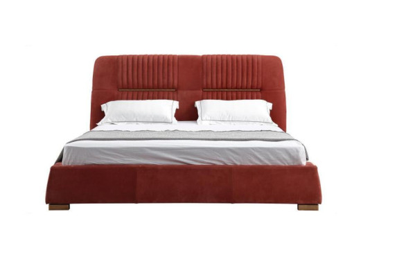 Design Red Double bed Bed frame e Beds Wooden bed en Textile Bedroom Bed