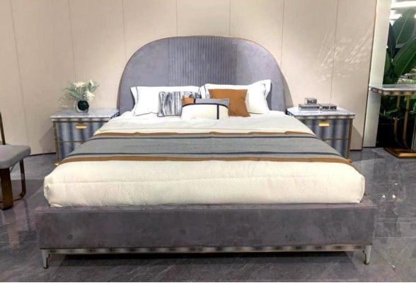 Gray Bedroom Suite Bed frame 2x Bedside tables Double bed 3pcs