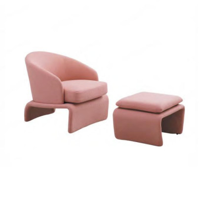 Set Armchair and Stool Club Lounge pink Fabric in modern style Living room