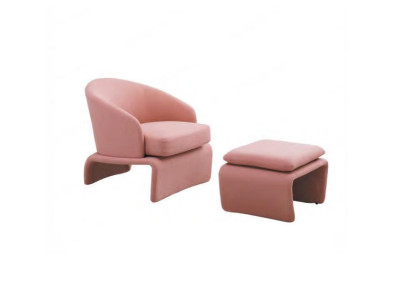 Set Armchair and Stool Club Lounge pink Fabric in modern style Living room