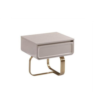 Beige Bedside table Bedroom Side table stainless steel wooden table Modern