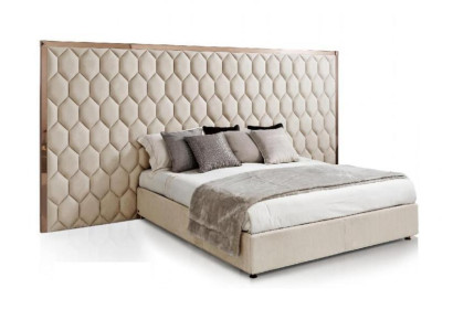 Large Beige Double bed Designer Bed Bed frame with Headboard Furniture
