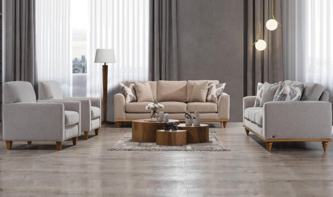 Living room set 4 pieces 2x sofa three-seater design 2x armchair modern new furniture