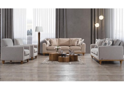 Living room set 4 pieces 2x sofa three-seater design 2x armchair modern new furniture
