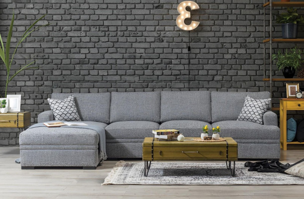 Sofa L-shape Style Modern Gray Corner sofa Living room Furniture Design Furnishings