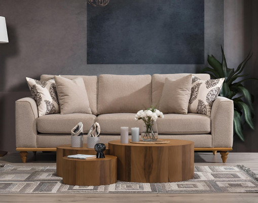 Sofa Three Seater Living room Design Modern Furniture Luxury Beige Sofas