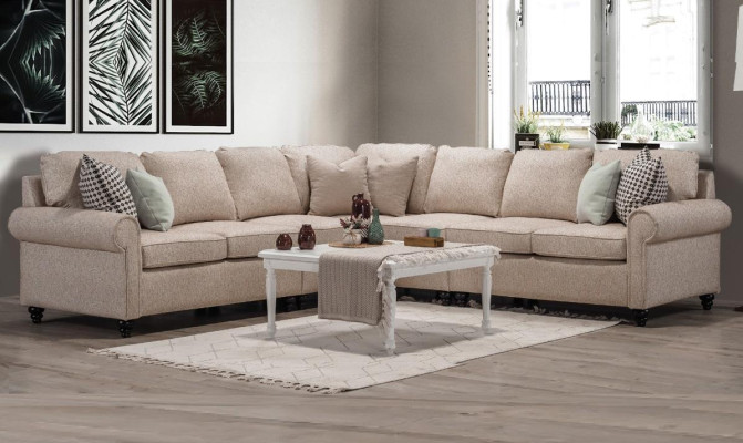 Modern Living room Corner sofa -L-shape Design Beige Furniture Luxury Sofa Furnishings