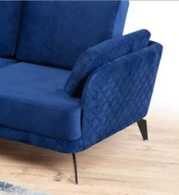Corner sofa Upholstery Couch Textile Living room L-shape Modern Blue Design