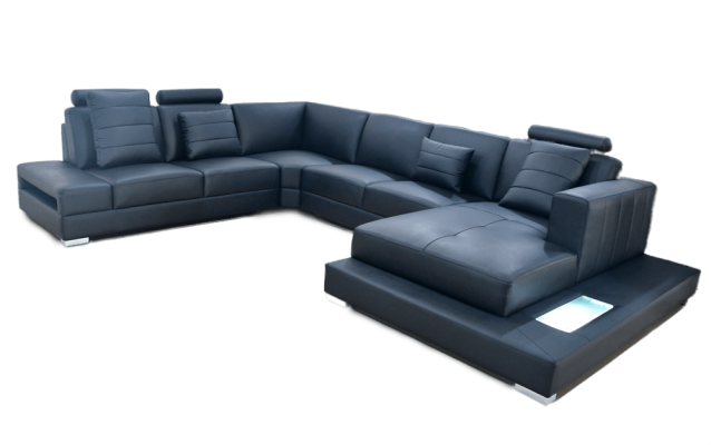 Luxury Corner sofa U-shape Black Living landscape Couch Upholstery Corner suite