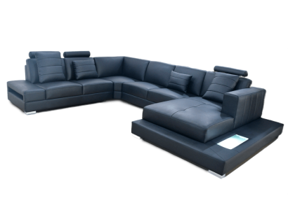 Luxury Corner sofa U-shape Black Living landscape Couch Upholstery Corner suite