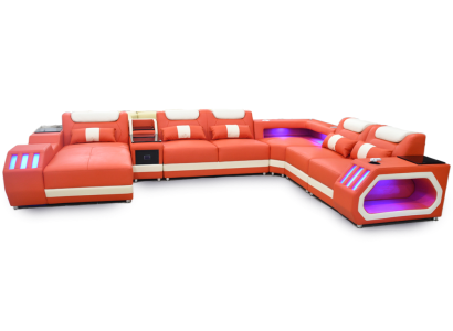 Corner sofa U-shape Orange Living landscape Couch Upholstery Corner suite Sofa Modern