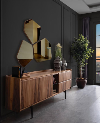 Brown Luxury Sideboard Modern Chest of drawers Stainless Steel Feet Living room Furniture