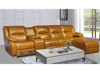 Sofa 4 Seater Couch Upholstery Imitation leather Sofas Brown Stool Couches new