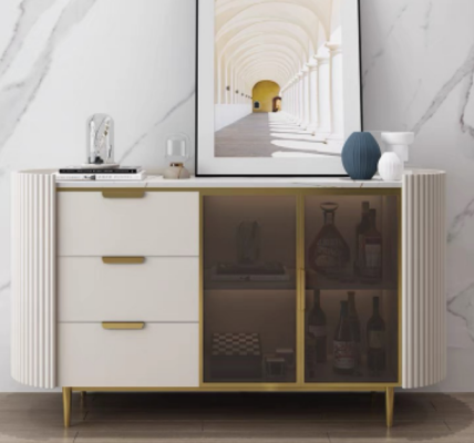 Designer Chest of drawers Sideboard Wardrobe Living room Shelf stainless steel Luxury Board