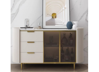 Designer Chest of drawers Sideboard Wardrobe Living room Shelf stainless steel Luxury Board