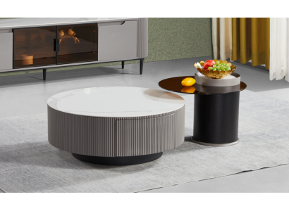 Round Set 2x Coffee tables Coffee table Side table Design Living room