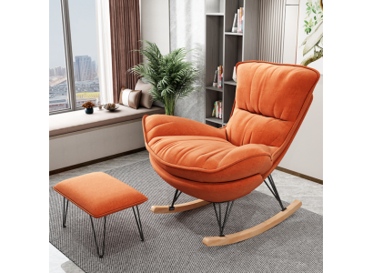 Armchair Design Relax Orange Textile Living room Upholstery Luxury Single Seater