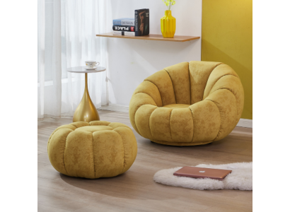 Armchair Seat Modern Design Living room Yellow Luxury Upholstery Fabric new