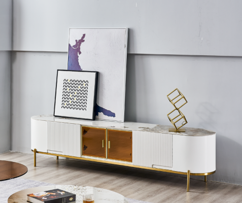Luxury TV cabinet lowboard tv stand sideboard living room wood white modern