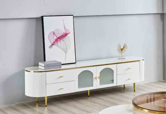 Oval TV stand TV-cabinet Lowboard tv Sideboard Living room Wood Furniture