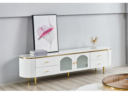 Oval TV stand TV-cabinet Lowboard tv Sideboard Living room Wood Furniture