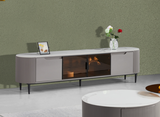TV cabinet lowboard tv stand sideboard wood gray luxury living room design
