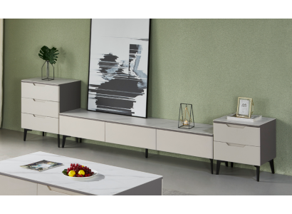 Wall unit TV stand TV cabinet Lowboard Luxury Wood Modern Gray Living room