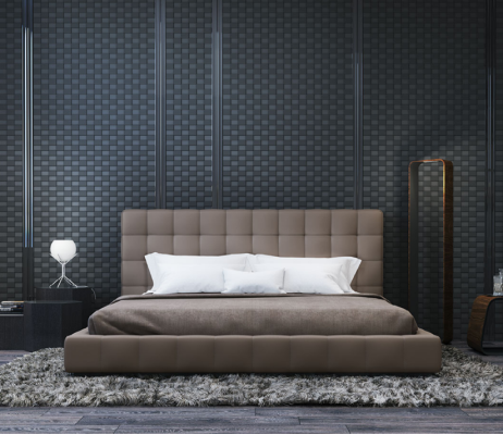 Modern Frame Luxury Sleep Room Bed Hotel Design Gray Double
