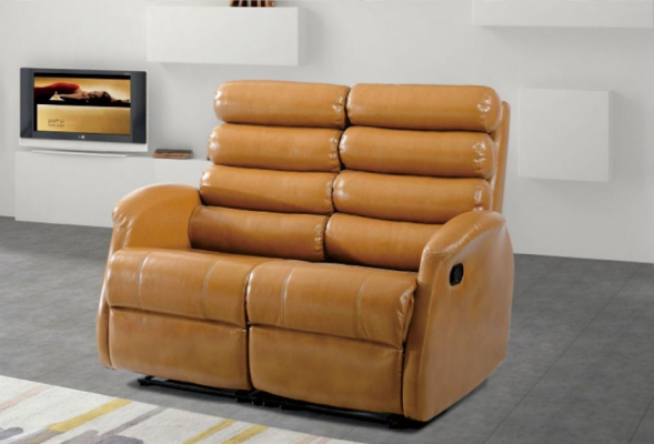 Modern Two-seater Couch Imitation leather Design Sofa Seat Living room Furniture Brown