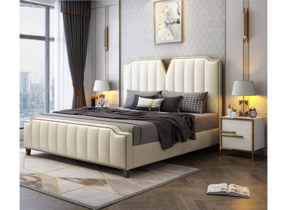 Double bed Bedroom Beds Luxury Double Bed Beige Furnishings Furniture